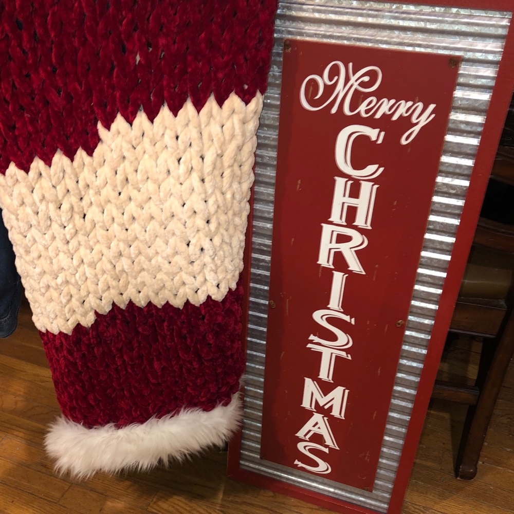 Handmade Chunky Knit Christmas Throw Blanket